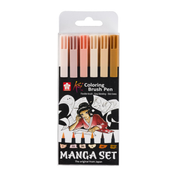 Etui de 6 feutres pinceaux Koi Coloring Brush Pen Manga Sakura