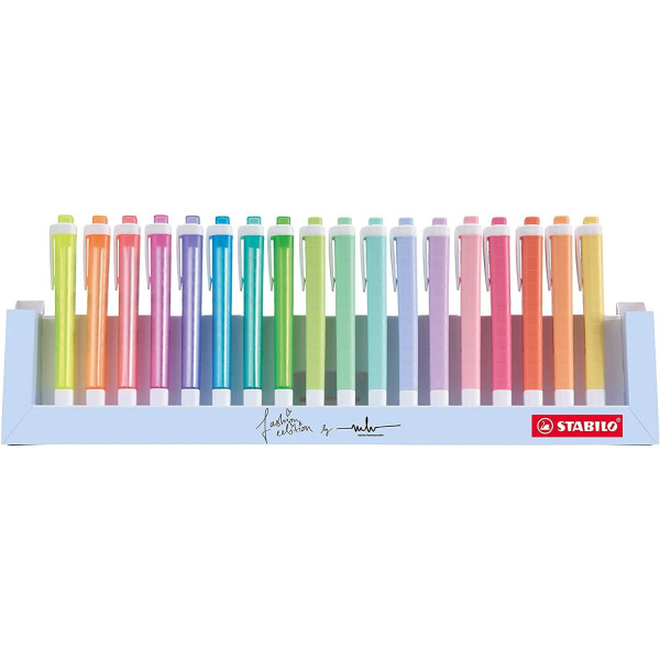 Pack chevalet de 18 surligneurs STABILO swing cool - assortiment fluo et pastel