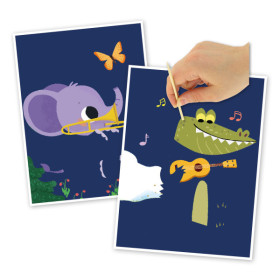 photo - Cartes à gratter - Animaux musiciens - Loisirs créatifs - Enfant - Dès 4 ans