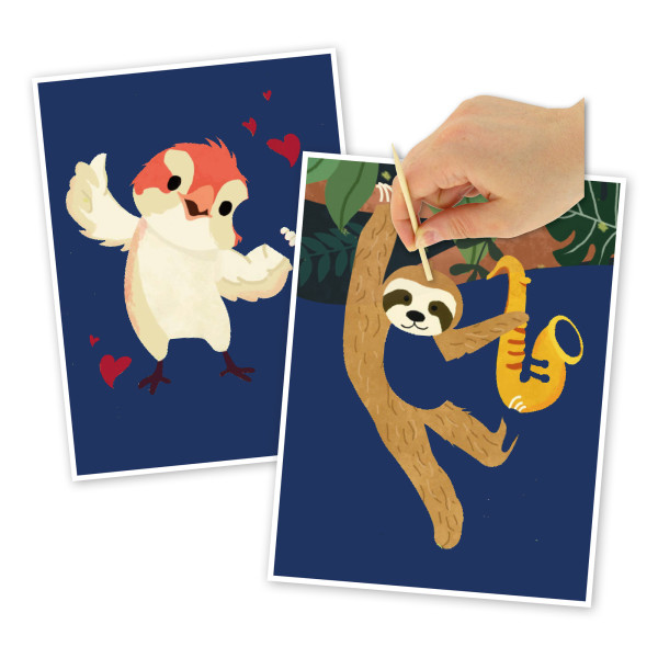 photo - Cartes à gratter - Animaux musiciens - Loisirs créatifs - Enfant - Dès 4 ans