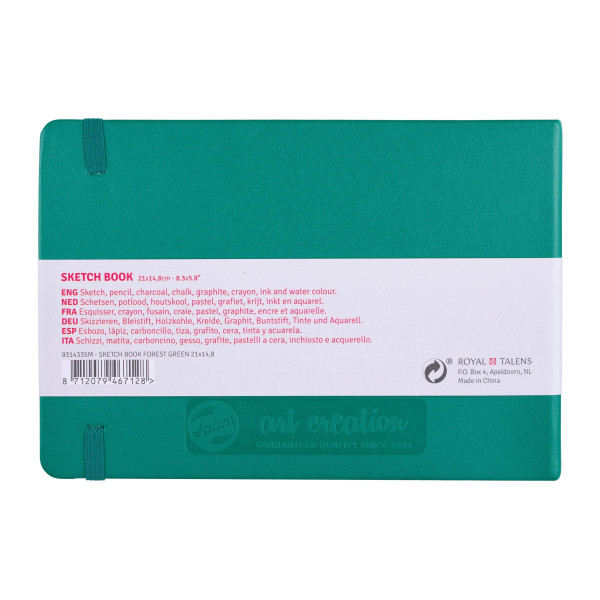 Carnet Croquis - 21 x 14,8cm - 80 feuilles - 140g - vert foncé - Royal Talens