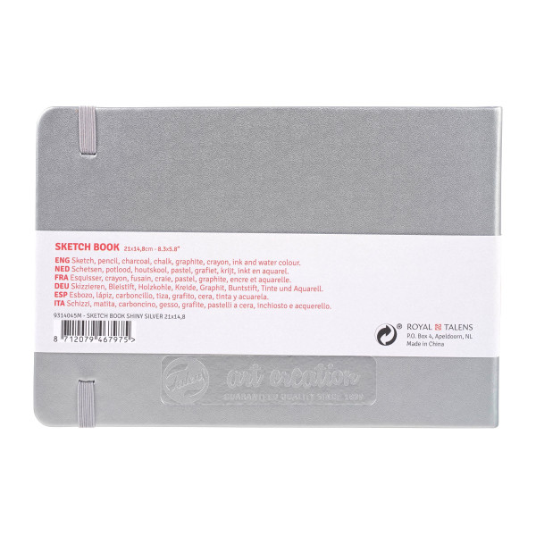 Carnet Croquis - 21 x 14,8cm - 80 feuilles - 140g - argent - Royal Talens