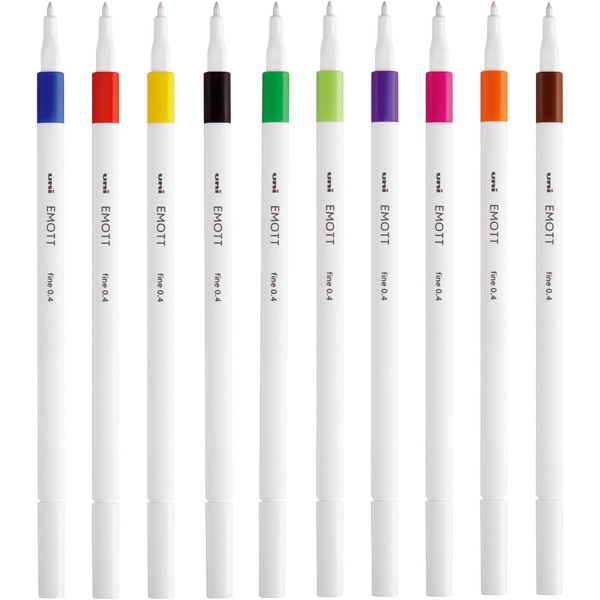 Feutres - Dessin - Ecriture - Coloriage - 10 couleurs essentielles - Pointe fine - EMOTT