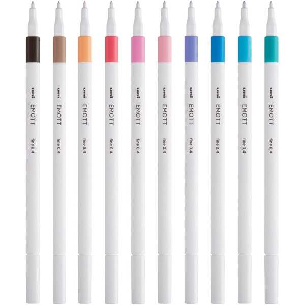Feutres - Dessin - Ecriture - Coloriage - 10 couleurs pastel - Pointe fine - EMOTT