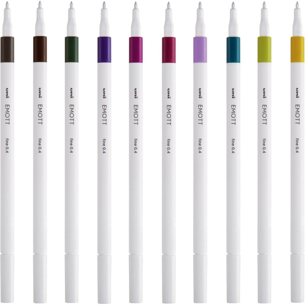 Feutres - Dessin - Ecriture - Coloriage - 10 couleurs tons calmes - Pointe fine - EMOTT