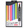 photo - Marqueurs - Feutres à alcool - Double pointe - Graph'it - 12 couleurs classiques