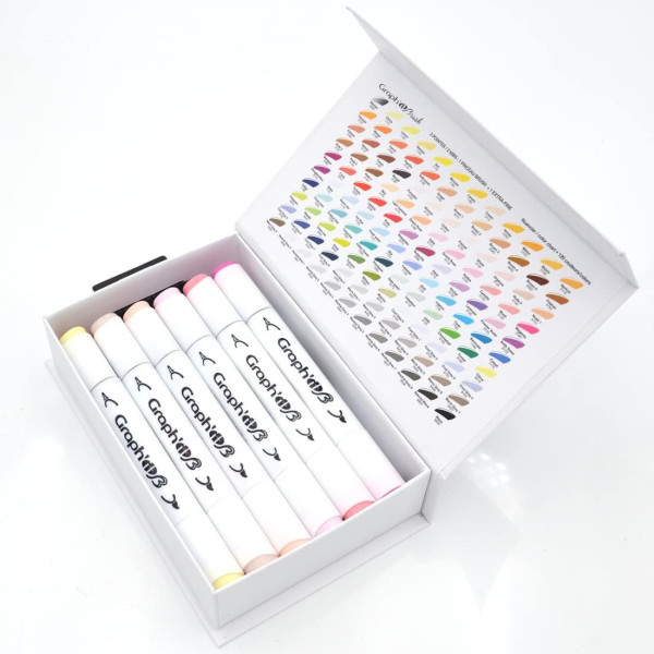 Marqueurs - Feutres à alcool - Double pointe extra fine - Graph'it Brush - 12 couleurs