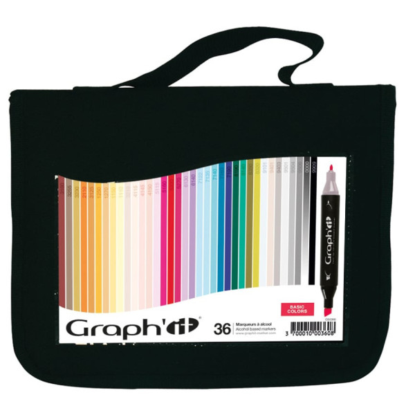 photo - Marqueurs - Feutres à alcool - Double pointe - Graph'it - Trousse de 36 couleurs