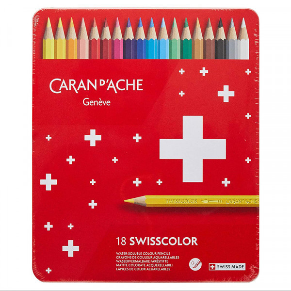 Boite de 18 crayons de couleur aquarellables - Caran d'Ache