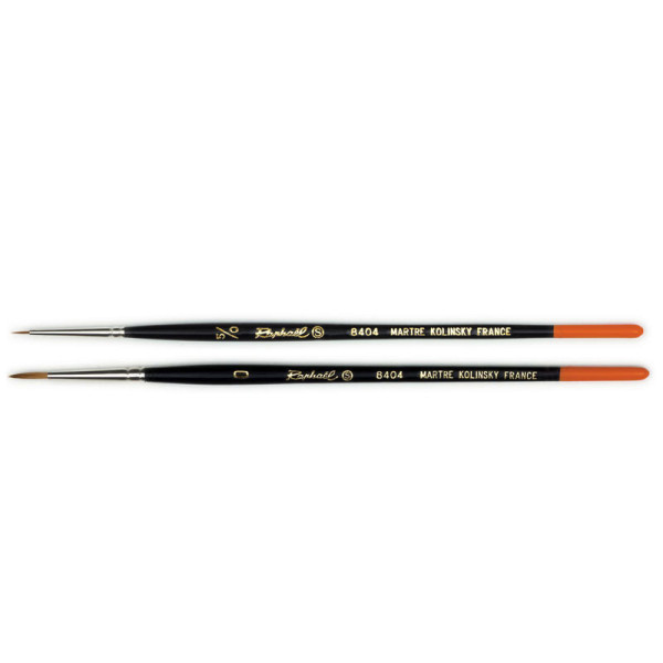 Lot de 2 pinceaux ronds Kolinsky S Raphaël n°5/0 et 0 martre série 8404