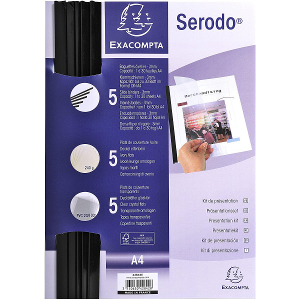 Kit de présentation dossier avec baguette à relier serodo 3mm Exacompta
