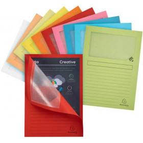 50 chemises à fenêtre 22x31cm document A4 160g couleurs assorties Exacompta