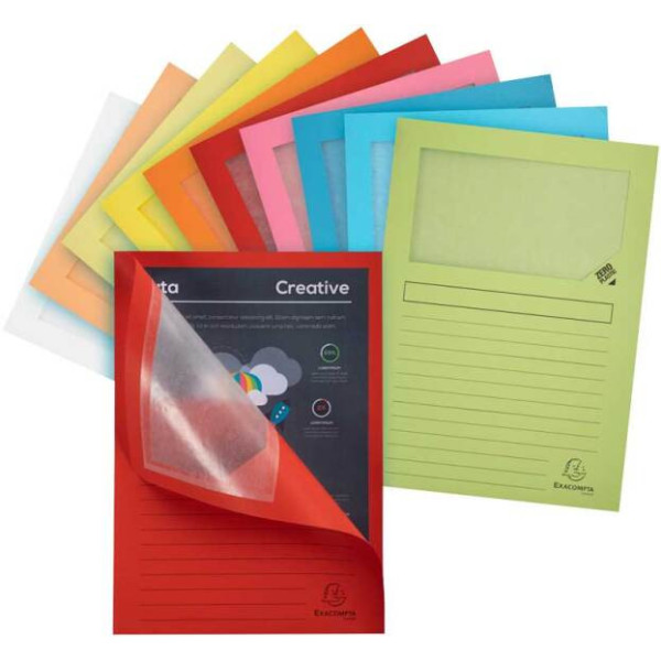 50 chemises à fenêtre 22x31cm document A4 160g couleurs assorties Exacompta