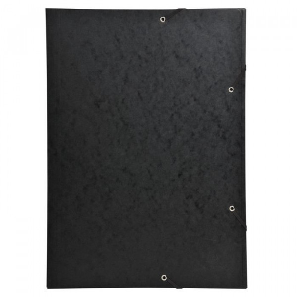 Chemise 3 rabats à élastique A3 noir carton rigide Exacompta