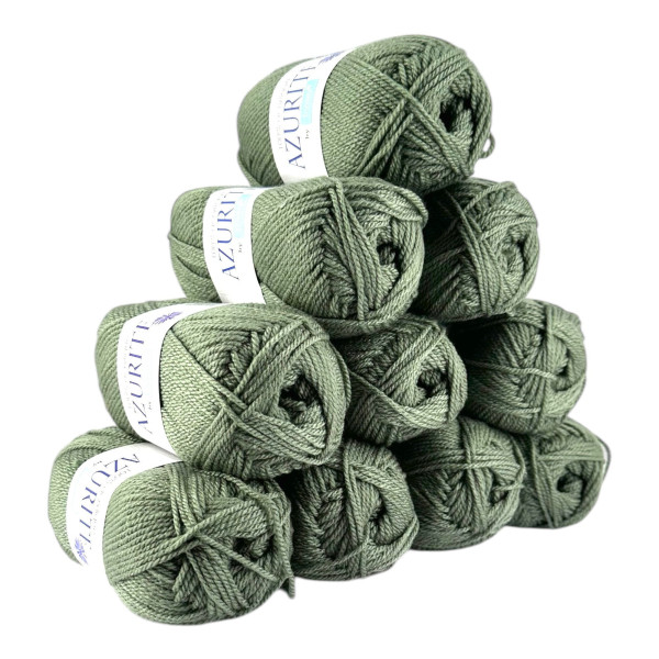 photo - Lot de 10 pelotes Azurite Kaki clair - 100% Acrylique - 50g/140m - Distrifil