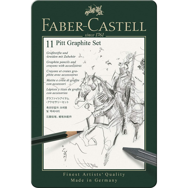 Boîte métal 11 crayons graphite Pitt Graphite Faber Castell