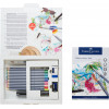 12 crayons de couleur aquarelle Faber-Castell Goldfaber avec accessoires