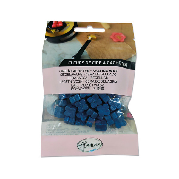 photo - Cire à cacheter - Bleu ardoise nacré - Fleur de cire - Carterie - Loisirs créatifs - Aladine