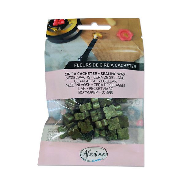 photo - Cire à cacheter - Vert kaki nacré - Fleur de cire - Carterie - Loisirs créatifs - Aladine