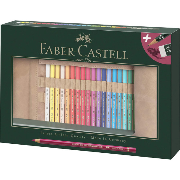34 crayons de couleur Polychromos trousse rouleau Faber-Castell