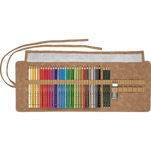 34 crayons de couleur Polychromos trousse rouleau Faber-Castell