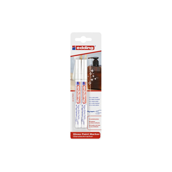 Lot de 2 marqueurs peinture brillante Edding 750 blanc | Artmania