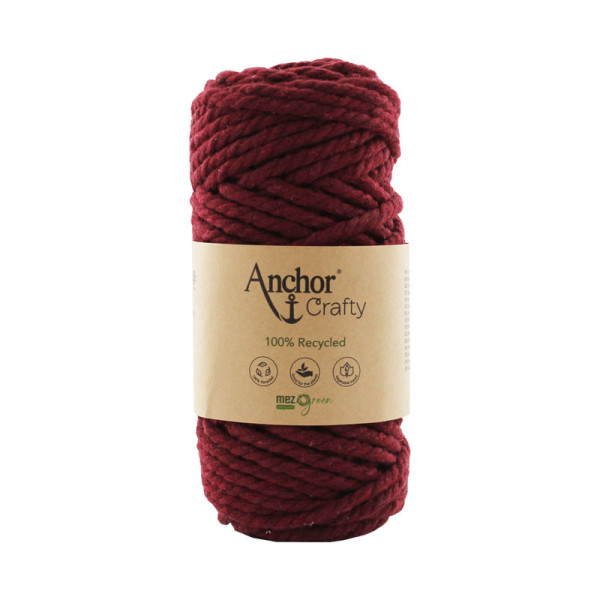 Pelote de fil pour macramé Anchor Crafty coton polyester bordeaux