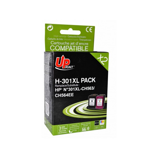 HP 301XL pack de 2 cartouches compatibles H-301XL UpPrint