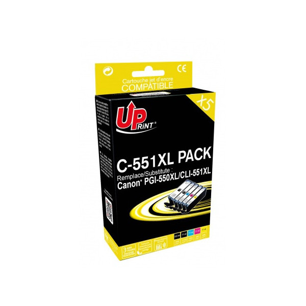 Canon PGI-550XL CLI-551XL pack de 5 cartouches compatibles C-551XL UpPrint