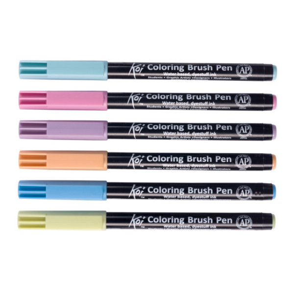 Feutres - Aquarelle - Pointe pinceau - 6 couleurs terre - Sakura - Koi - Dessin