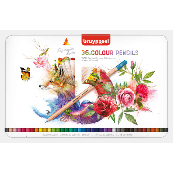 photo - Crayons de couleur - 36 teintes - Mine épaisse - Boîte métal - Bruynzeel