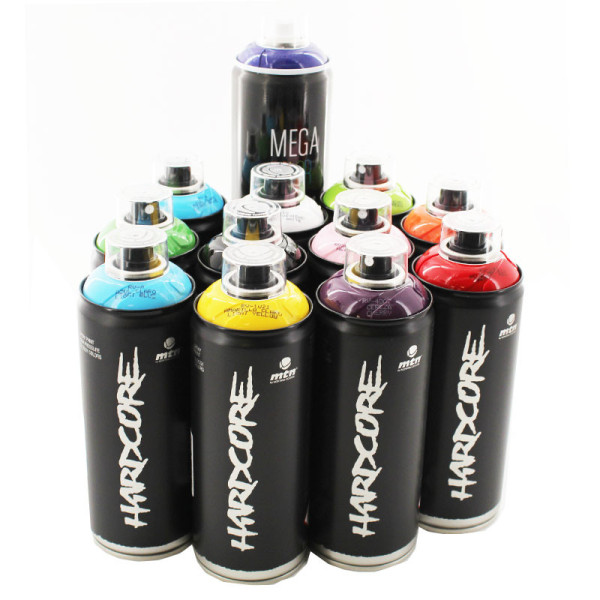 Lot 12 Bombes de Peinture Mtn Hardcore 400ml Mega Color 600ml Mtn