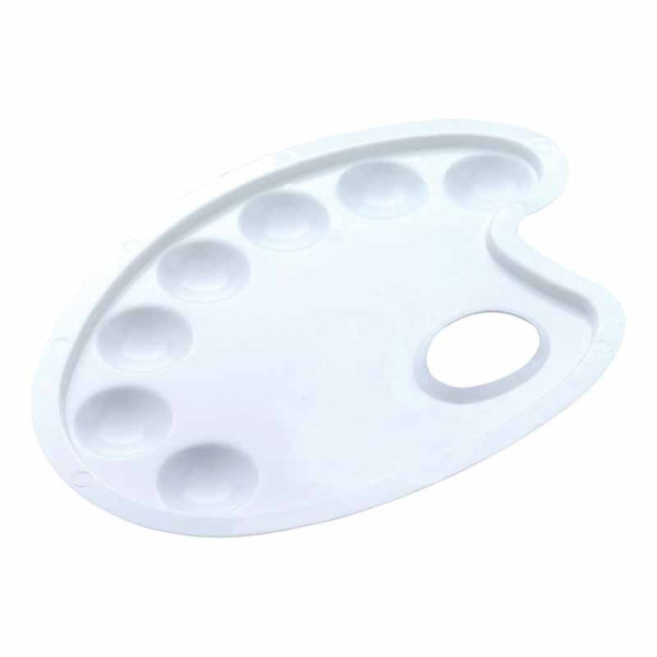 Palette - Toutes peintures - Ovale - Blanc - Plastique - 7 godets - Art creation