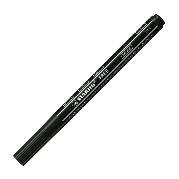 Marqueur STABILO FREE - T100 Noir acrylique - pointe conique