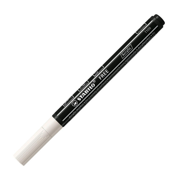 Marqueur STABILO FREE - T100 Blanc acrylique - pointe conique