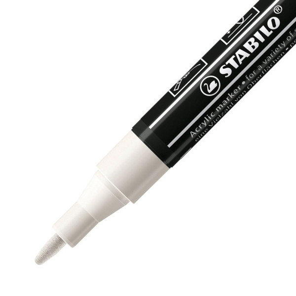 Marqueur STABILO FREE - T100 Blanc acrylique - pointe conique