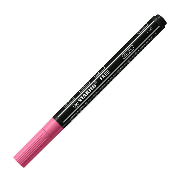 Marqueur STABILO FREE - T100 Rose acrylique - pointe conique