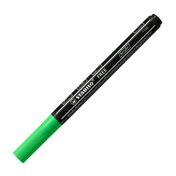 Marqueur STABILO FREE - T100 Vert foncé acrylique - pointe conique