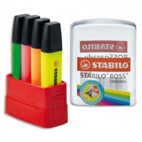 BOSSparade de 4 surligneurs STABILO BOSS ORIGINAL - assortiment fluo