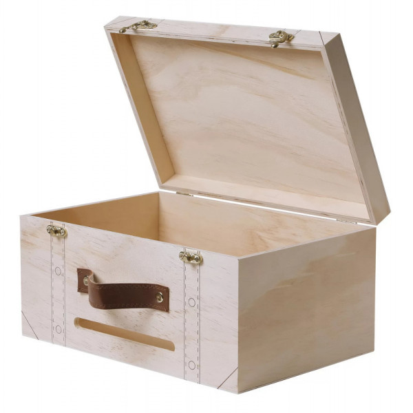 photo - Urne - Bois - Valisette de voyage - A décorer et personnaliser - 30x20x15cm