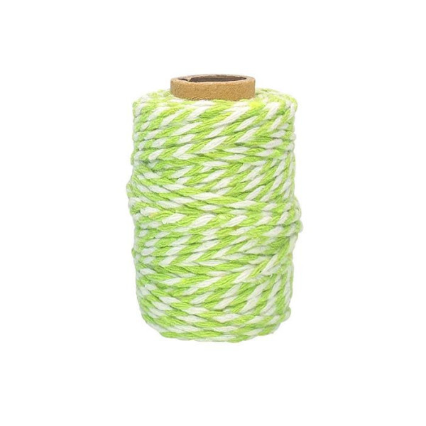Ficelle - Coton - Vert clair/Blanc - 25m - Loisirs créatifs - Bijoux - CTOP