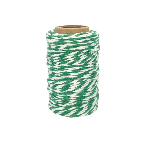 photo - Ficelle - Coton - Vert foncé/Blanc - 25m - Loisirs créatifs - Bijoux - CTOP