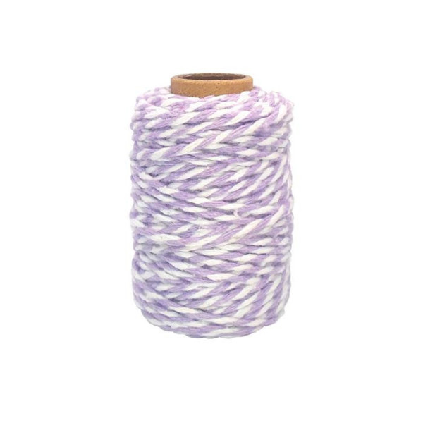 photo - Ficelle - Coton - Lilas/Blanc - 25m - Loisirs créatifs - Bijoux - CTOP