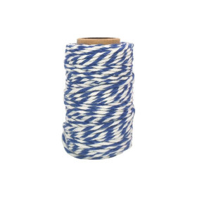 photo - Ficelle - Coton - Bleu foncé/Blanc - 25m - Loisirs créatifs - Bijoux - CTOP