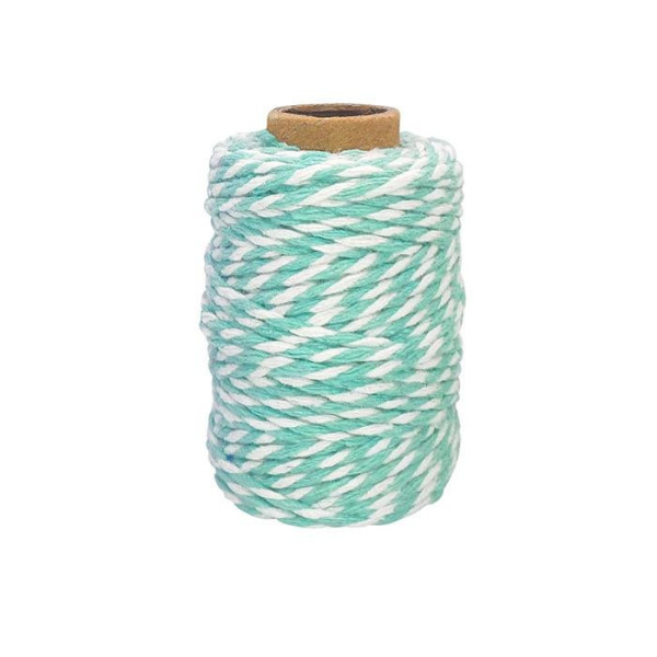 photo - Ficelle - Coton - Turquoise/Blanc - 25m - Loisirs créatifs - Bijoux - CTOP