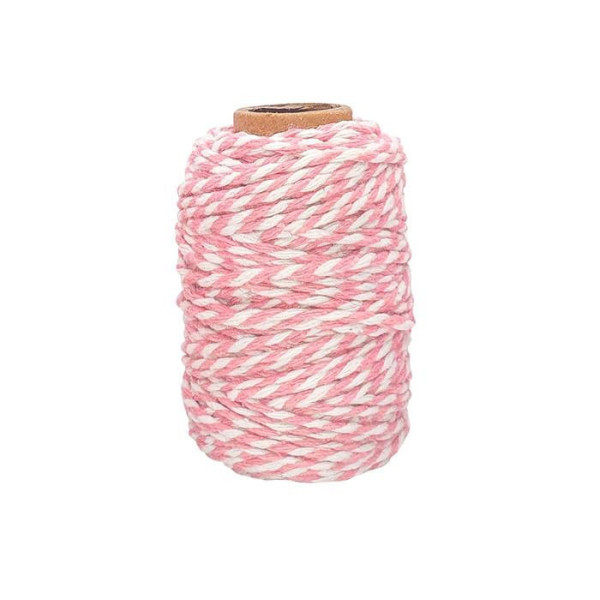 photo - Ficelle - Coton - Rose/Blanc - 25m - Loisirs créatifs - Bijoux - CTOP