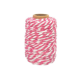 photo - Ficelle - Coton - Rose foncé/Blanc - 25m - Loisirs créatifs - Bijoux - CTOP