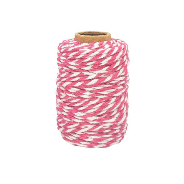 photo - Ficelle - Coton - Rose foncé/Blanc - 25m - Loisirs créatifs - Bijoux - CTOP