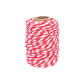 photo - Ficelle - Coton - Rouge/Blanc - 25m - Loisirs créatifs - Bijoux - CTOP