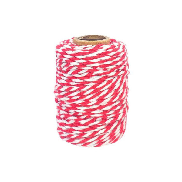 photo - Ficelle - Coton - Rouge/Blanc - 25m - Loisirs créatifs - Bijoux - CTOP
